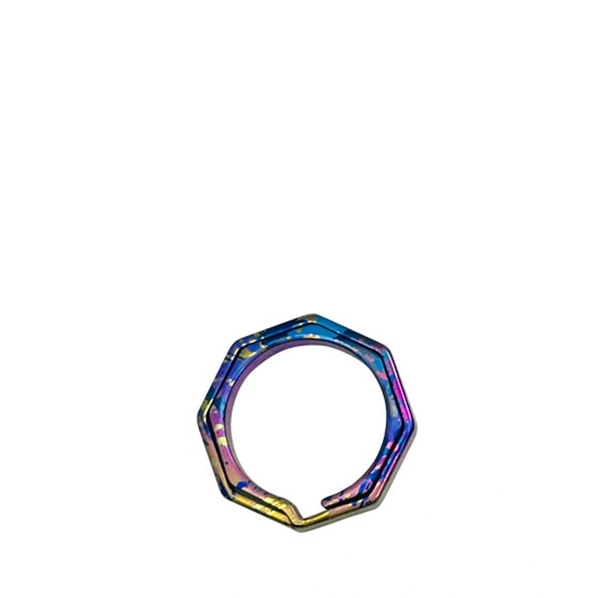 Octagonal Titanium Key Ring: small octagonal key ring on white (gallery view 06).