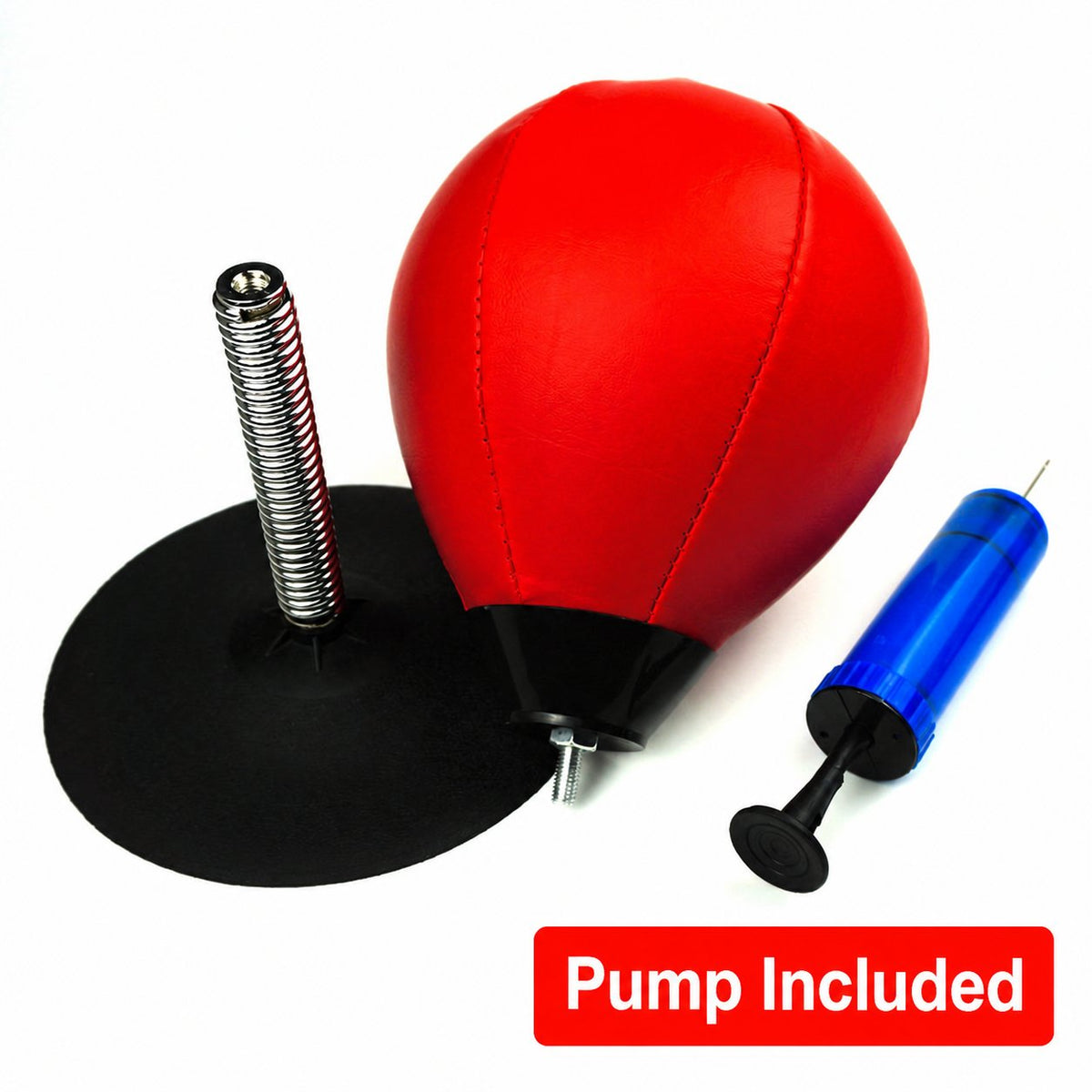 Red Desktop Punching Ball — Red Ball + Spring Suction Base + Hand Pump