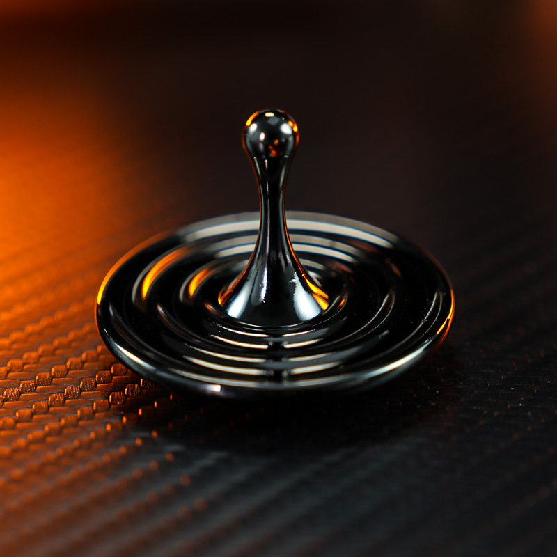 Black Water-Drop Spinning Top — Gloss Black Metal Top