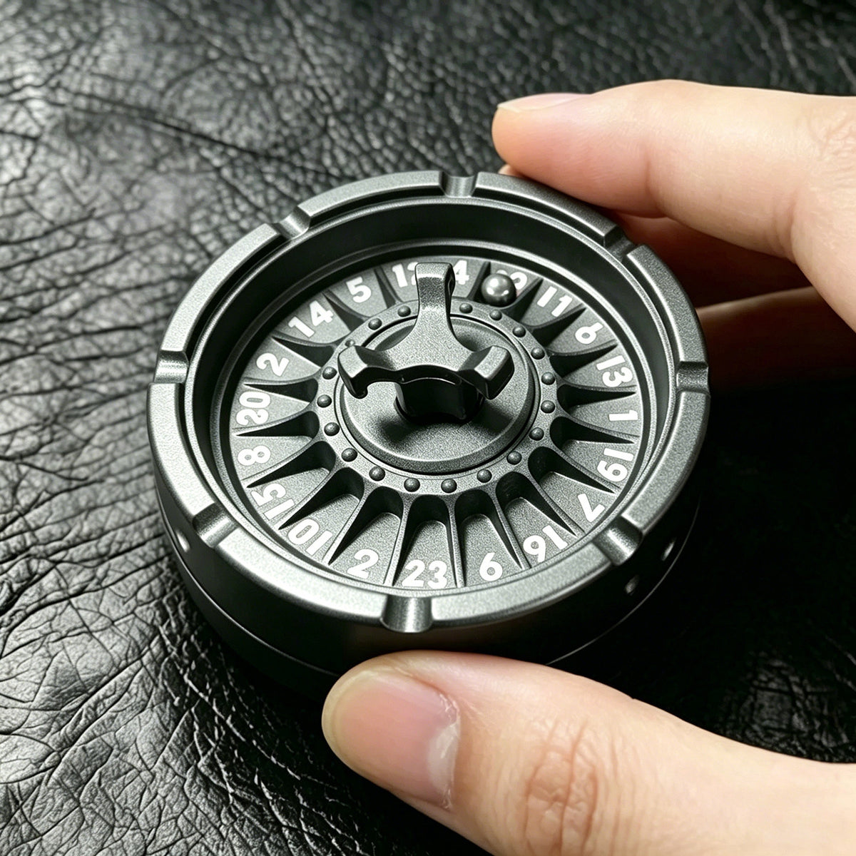Metal Decision Roulette Fidget Spinner — Dark Nickel / White Numbers