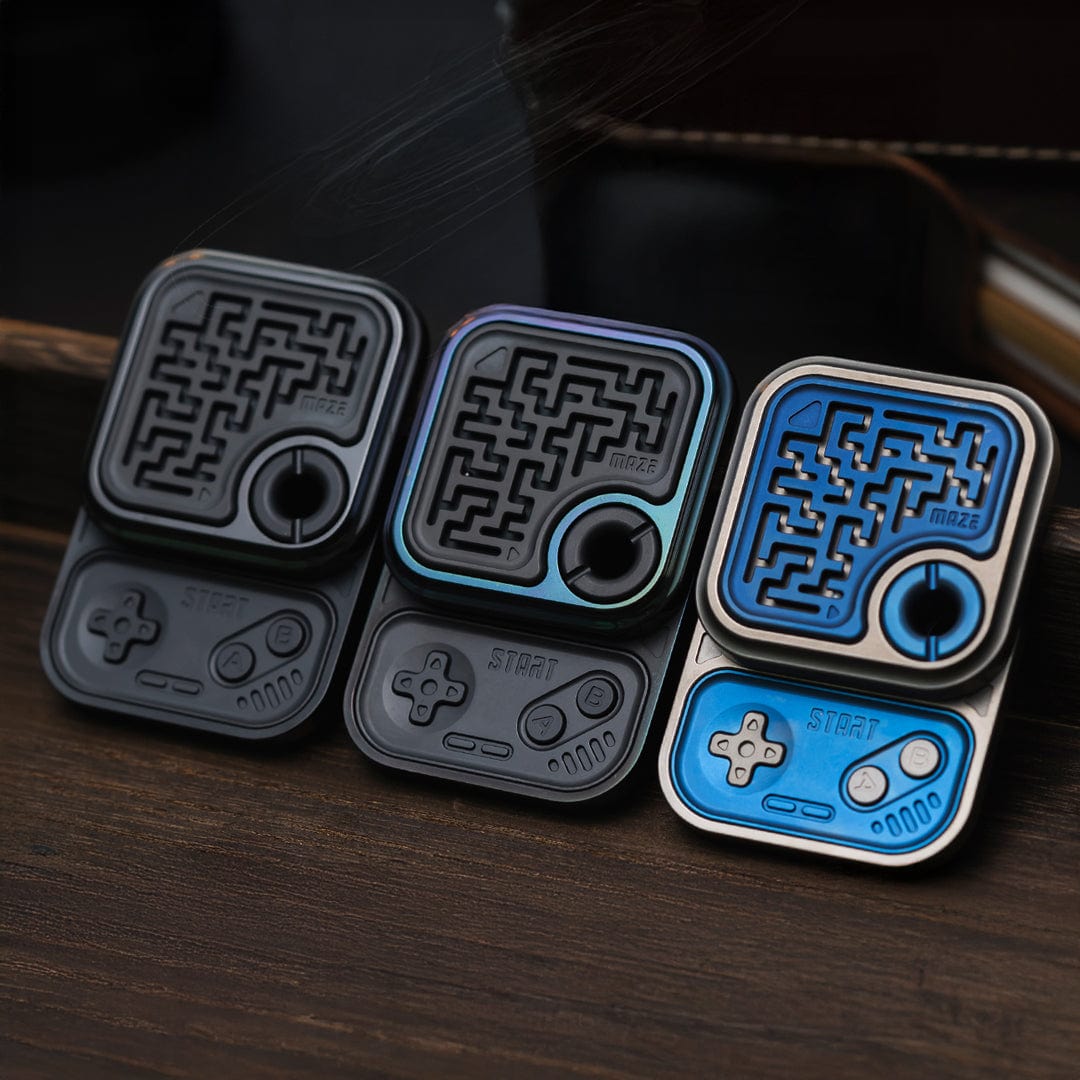 Fidget Slider – 01EDC Maze Block | Titanium Zirconium Brass Copper Push Slider EDC