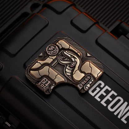 Fidget Slider – 01EDC Maze Block | Titanium Zirconium Brass Copper Push Slider EDC