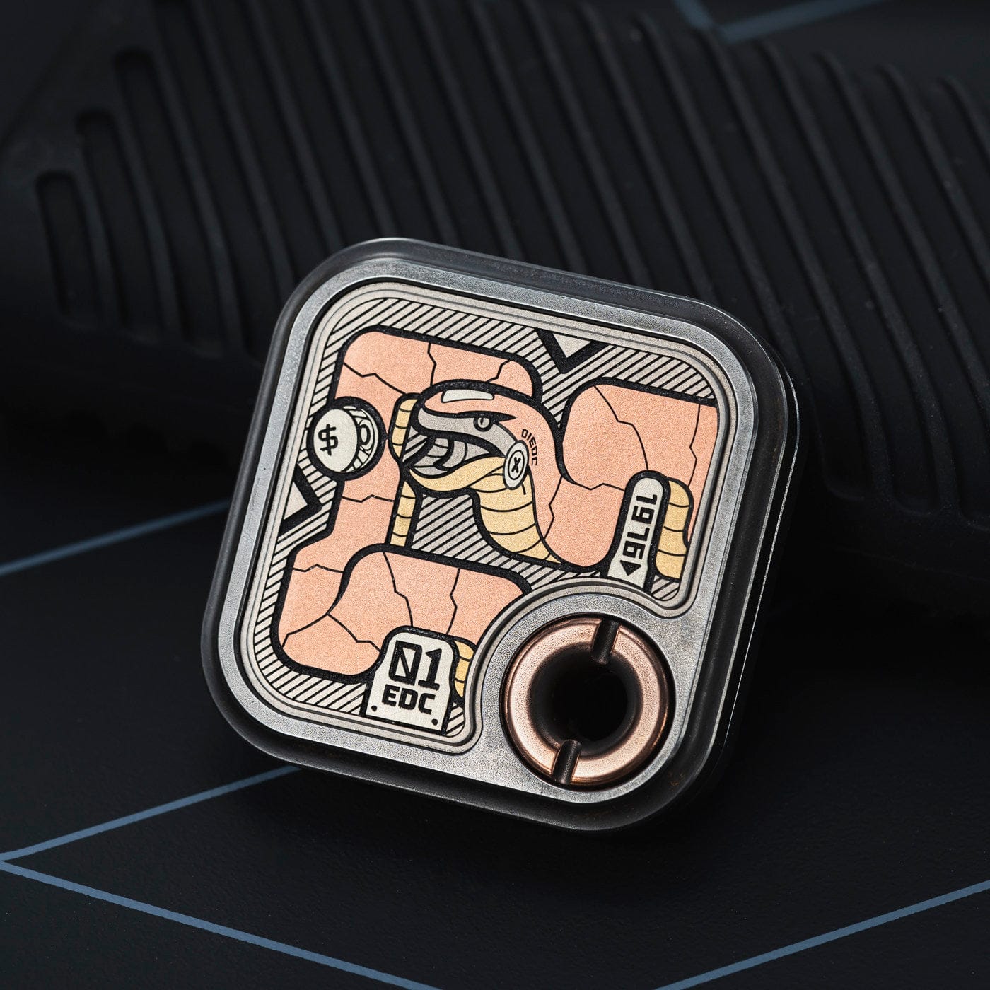 Fidget Slider – 01EDC Maze Block | Titanium Zirconium Brass Copper Push Slider EDC