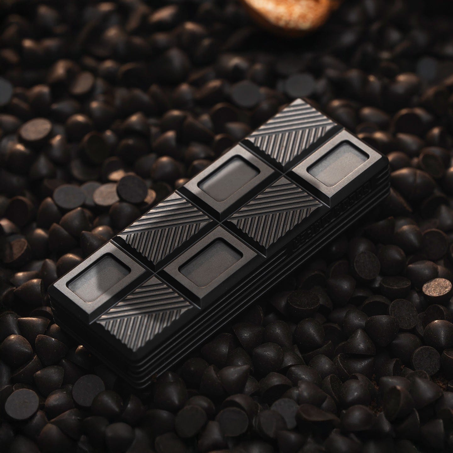 Fidget Slider EDC – 01EDC Wafer Biscuit 2.0 Chocolate | Damascus Mokume Zirconium Push Slider