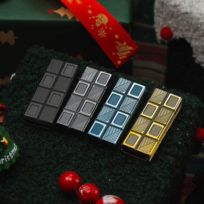 Fidget Slider EDC – 01EDC Wafer Biscuit 2.0 Chocolate | Damascus Mokume Zirconium Push Slider