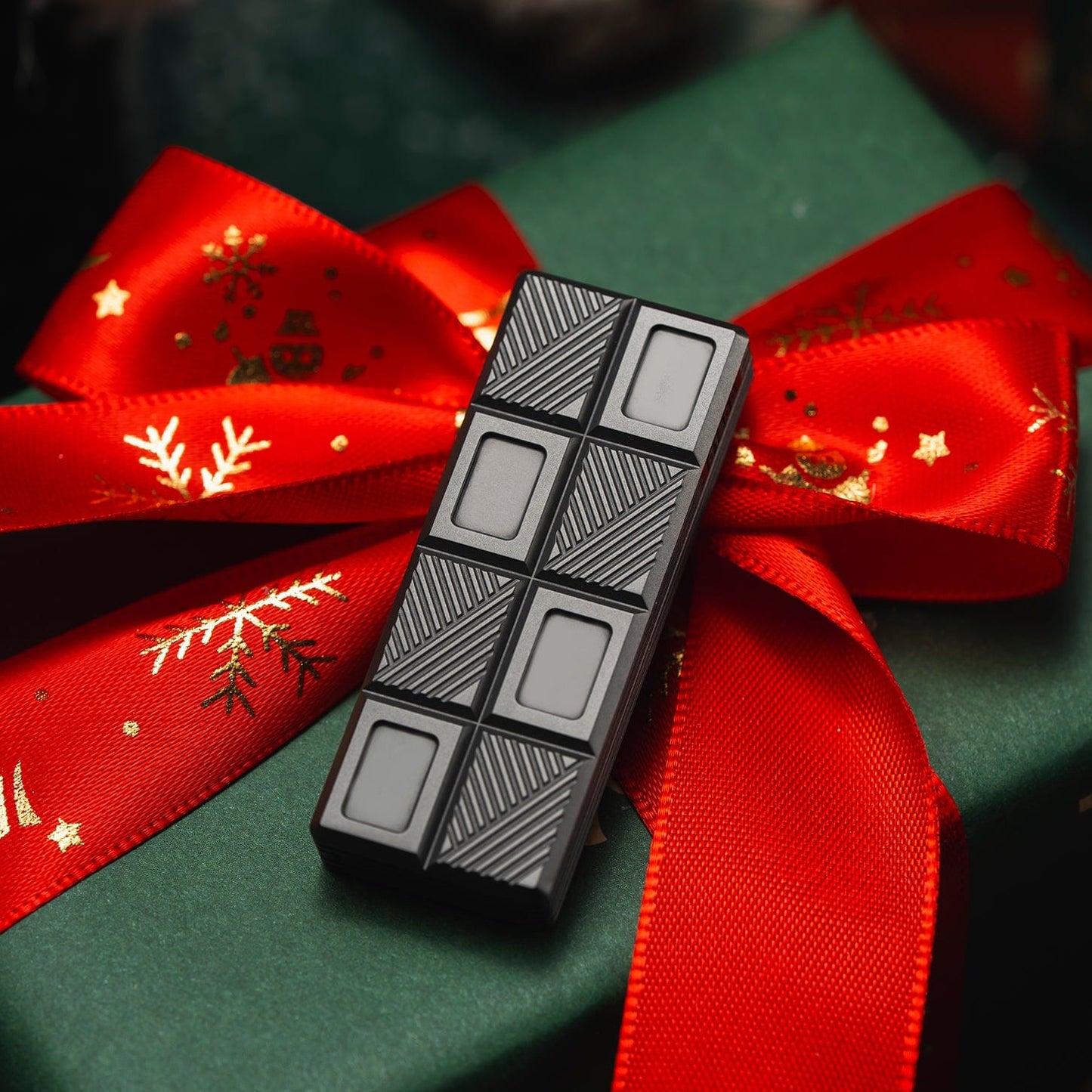 Fidget Slider EDC – 01EDC Wafer Biscuit 2.0 Chocolate | Damascus Mokume Zirconium Push Slider