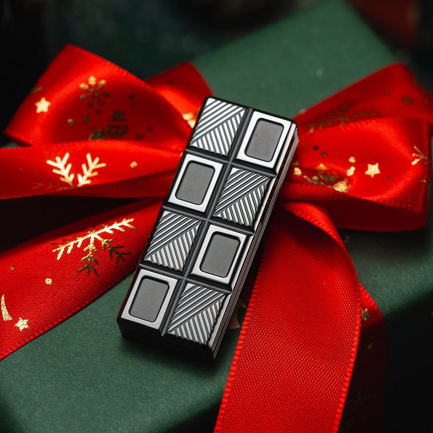 Fidget Slider EDC – 01EDC Wafer Biscuit 2.0 Chocolate | Damascus Mokume Zirconium Push Slider
