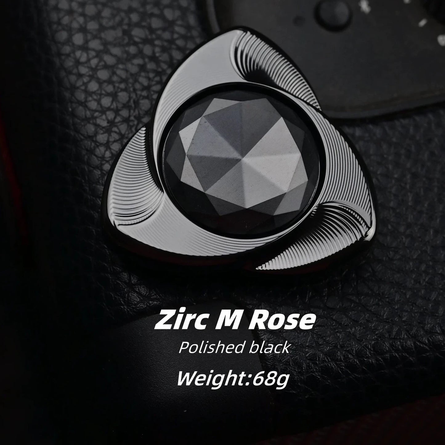 Polished Black APD Mini Rose zirconium two-lobe fidget spinner