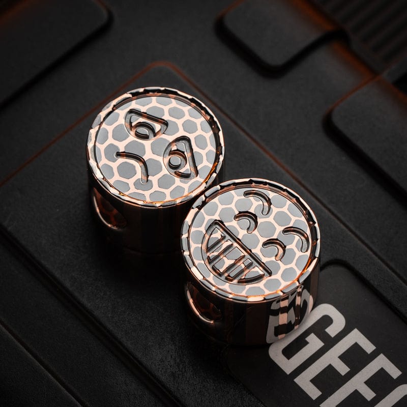 EDC Lanyard Bead – Bad Guy Smile | Titanium Zirconium Damascus Mokuti Super Conductor