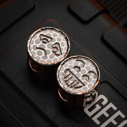 EDC Lanyard Bead – Bad Guy Smile | Titanium Zirconium Damascus Mokuti Super Conductor