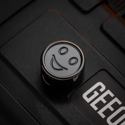 EDC Lanyard Bead – Bad Guy Smile | Titanium Zirconium Damascus Mokuti Super Conductor