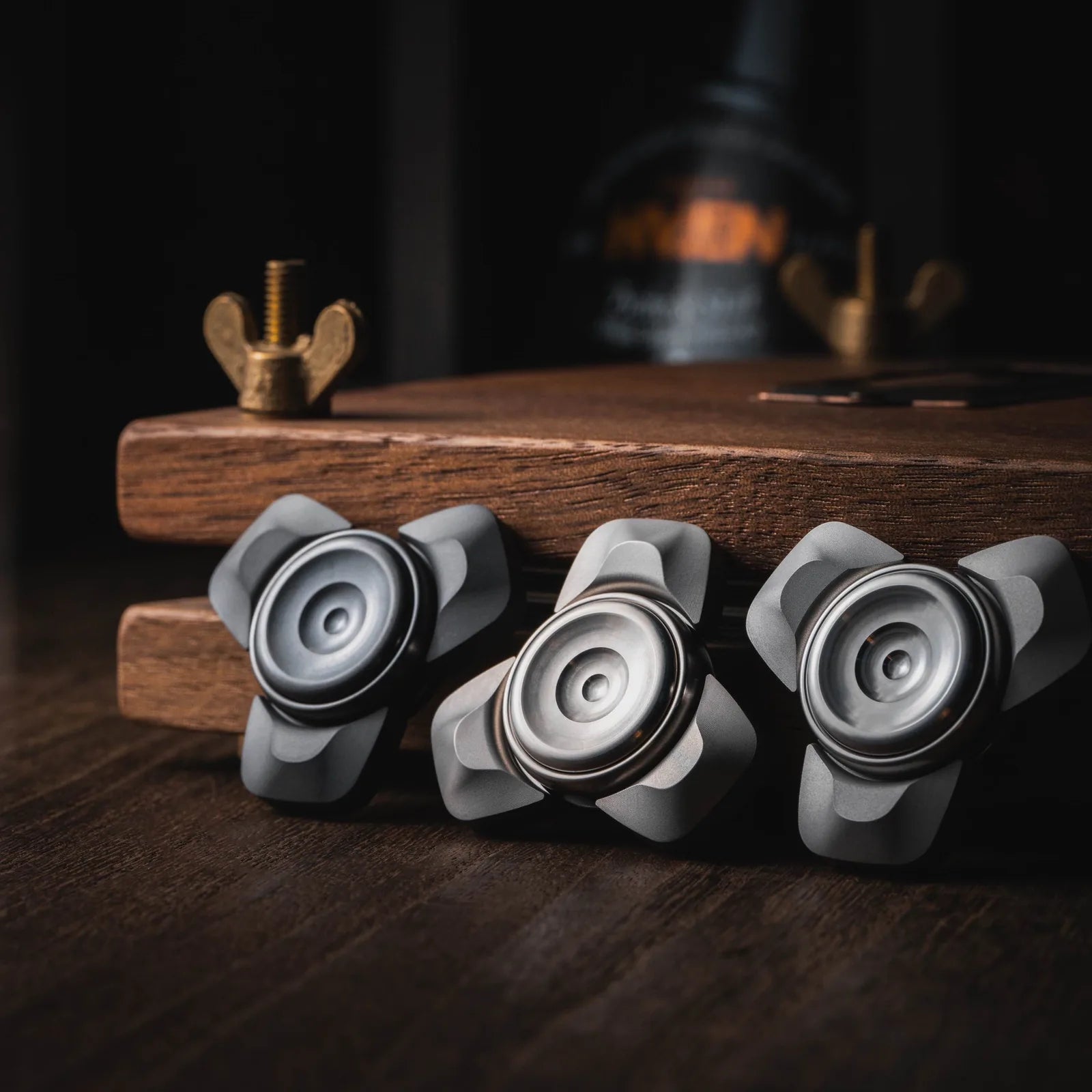 Blacktopworks Dark River three lobe metal fidget spinner lineup