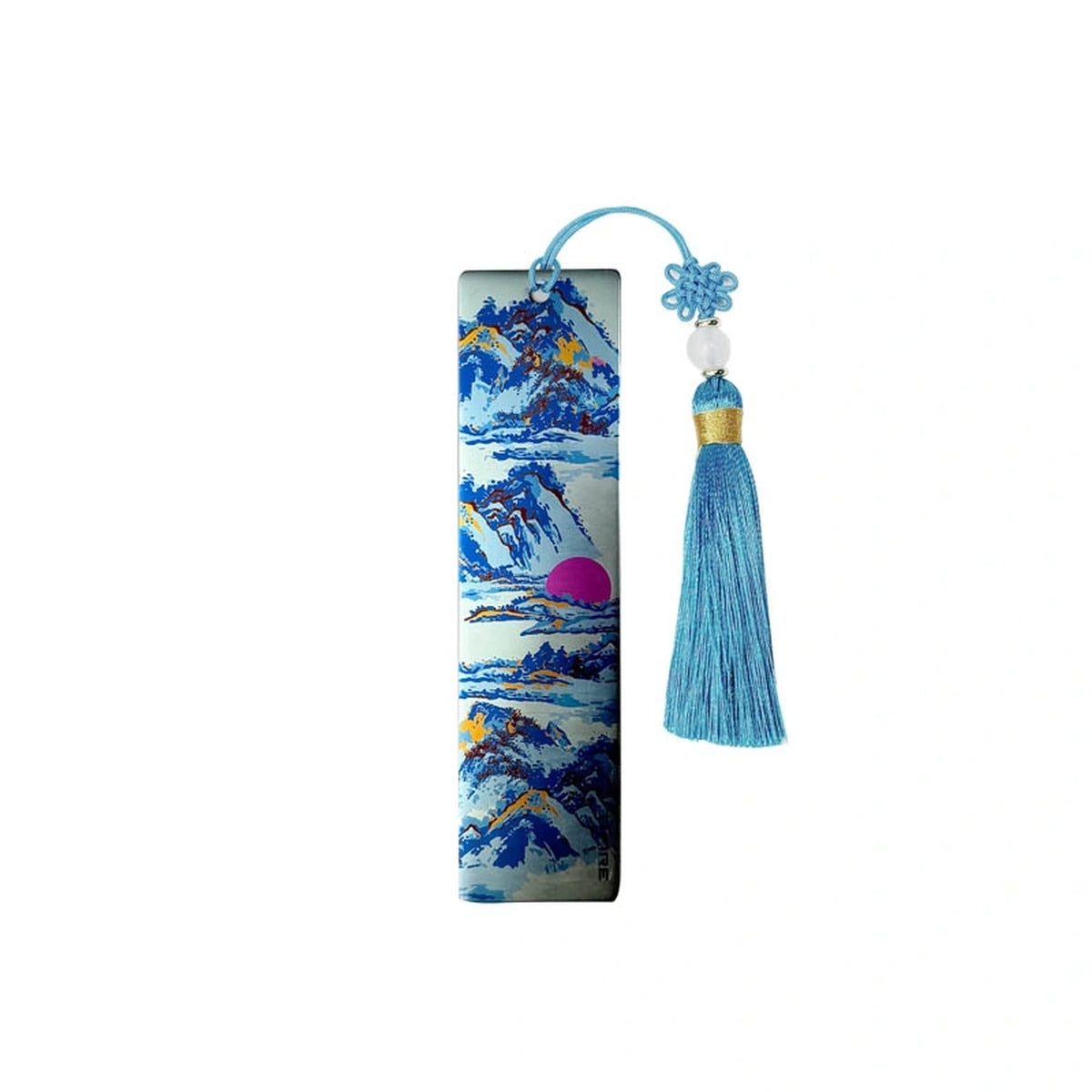 Titanium Tassel Bookmark: blue wave artwork bookmark with blue tassel (gallery view 07).