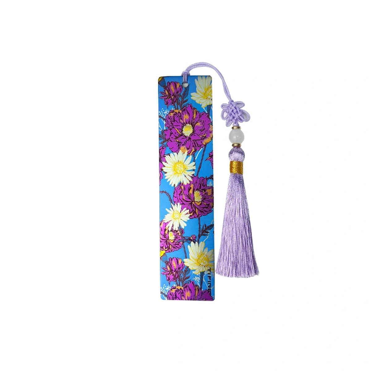 Titanium Tassel Bookmark: floral artwork bookmark with purple tassel (gallery view 05).