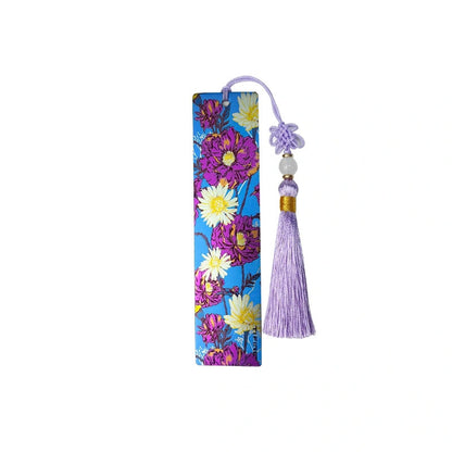 Titanium Tassel Bookmark: floral artwork bookmark with purple tassel (gallery view 05).