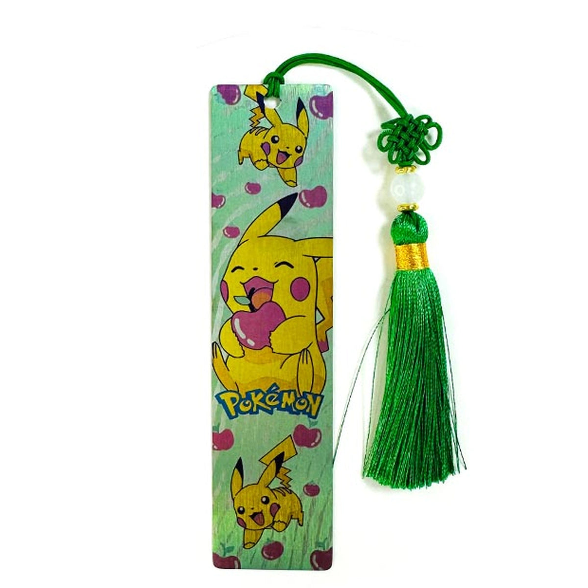 Illustrated Titanium Bookmark: yellow character artwork bookmark with green tassel (gallery view 09).