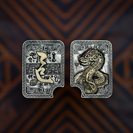 Bronze Zodiac Snake Relief Fidget Slider Plate BPMods Crystal - product view 1