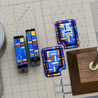 Woven-Pattern Titanium Damascus Fidget Slider Plate BPMods - product view 5