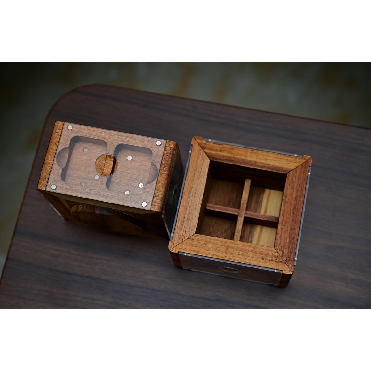 Stackable Acacia-Wood Slider Display Stand BPMods - Flat-Plate and Slider-Body Module