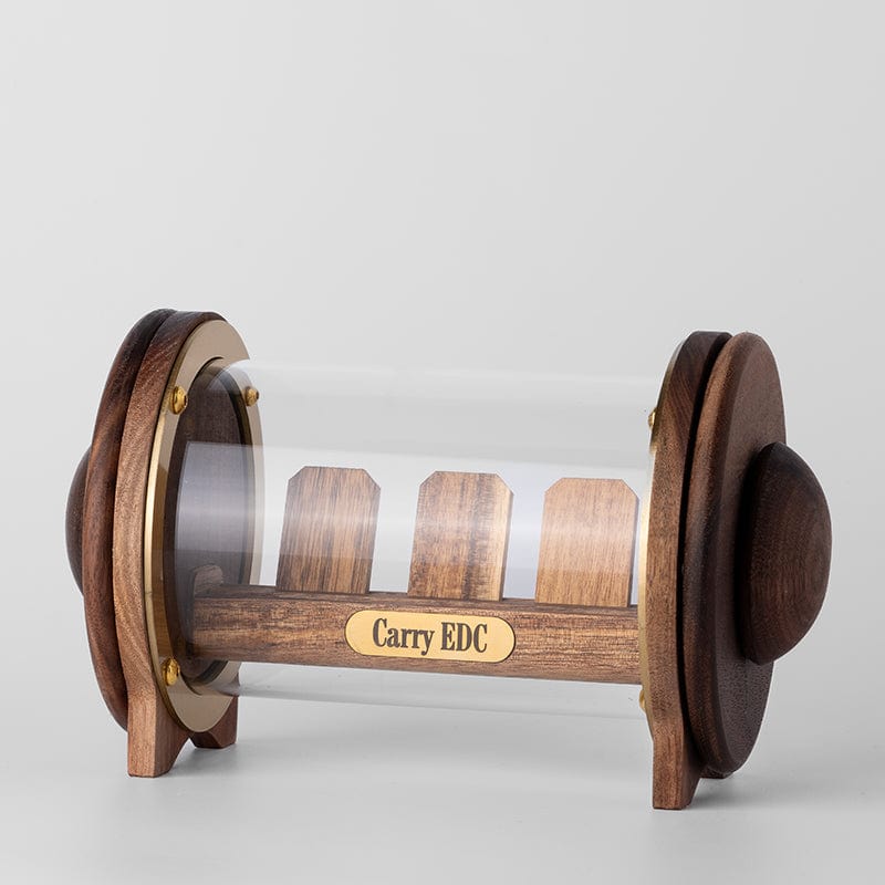 EDC Accessories – 01EDC Time Container | Black Walnut Brass Glass EDC Storage Capsule