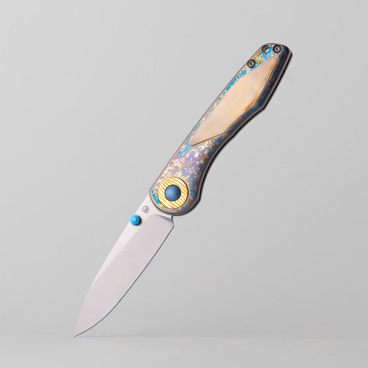 Pocket Knife EDC – Changshanqijie Violet | Titanium M390 K390 Snakewood Rosewood Mammoth Ivory
