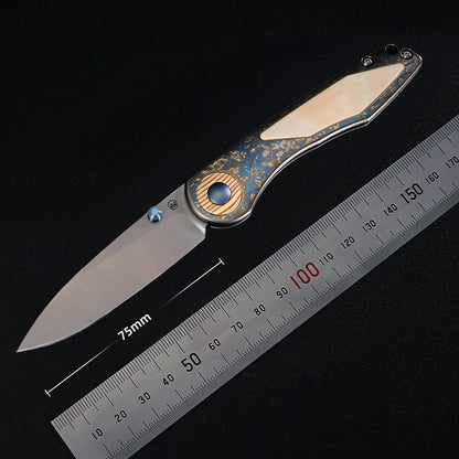 Pocket Knife EDC – Changshanqijie Violet | Titanium M390 K390 Snakewood Rosewood Mammoth Ivory