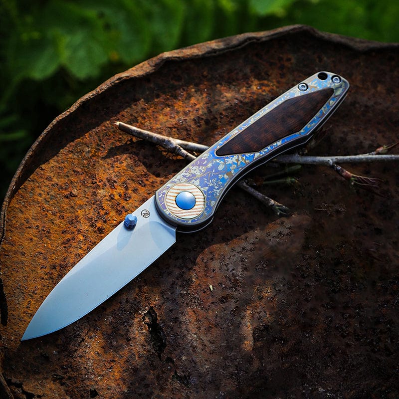 Pocket Knife EDC – Changshanqijie Violet | Titanium M390 K390 Snakewood Rosewood Mammoth Ivory