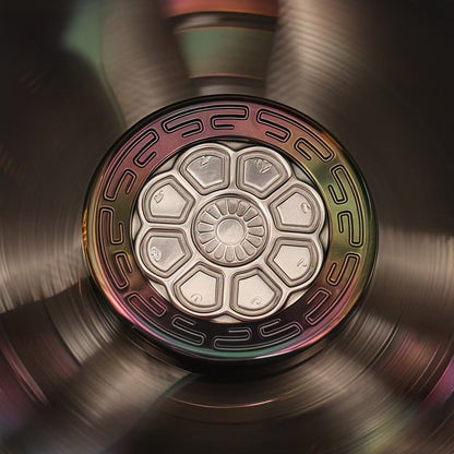 Gyroscope Toy – Chimago Prayer Wheel | Blackened Zirconium Oil Slick EDC Spinner