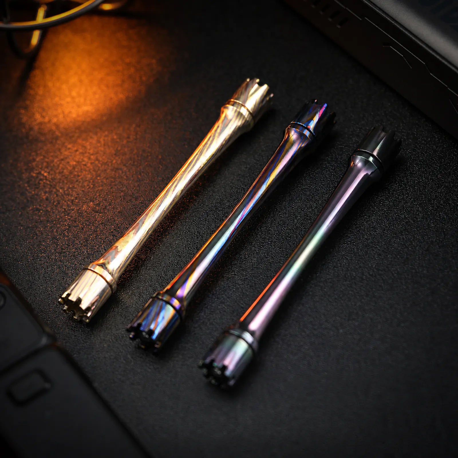 Chimago Demon Series spinner rods in three metal finishes