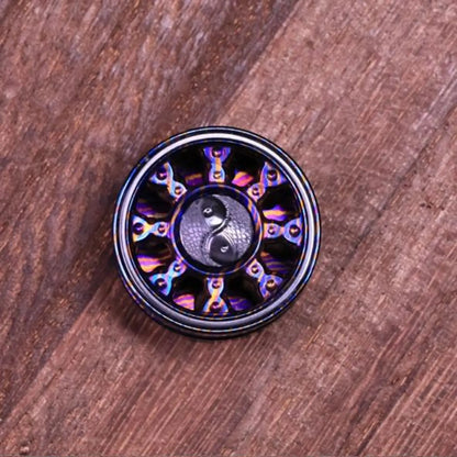 Metal fidget spinner buttons arranged for DIY installation