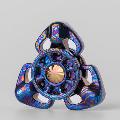 Spinning Top – Chimago Exorcism | Stainless Steel Copper Zirconium Damascus EDC Spinner