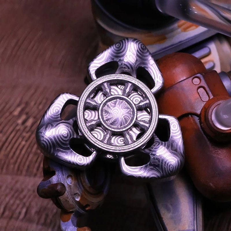 Spinning Top – Chimago Exorcism | Stainless Steel Copper Zirconium Damascus EDC Spinner