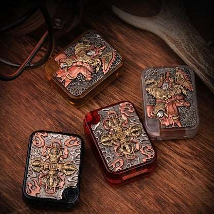 Gesar King engraved insert and compact fidget slider body