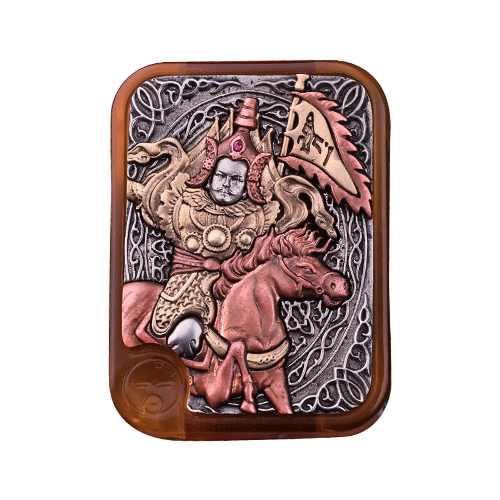 Gesar King relief insert with mixed copper inlay detail