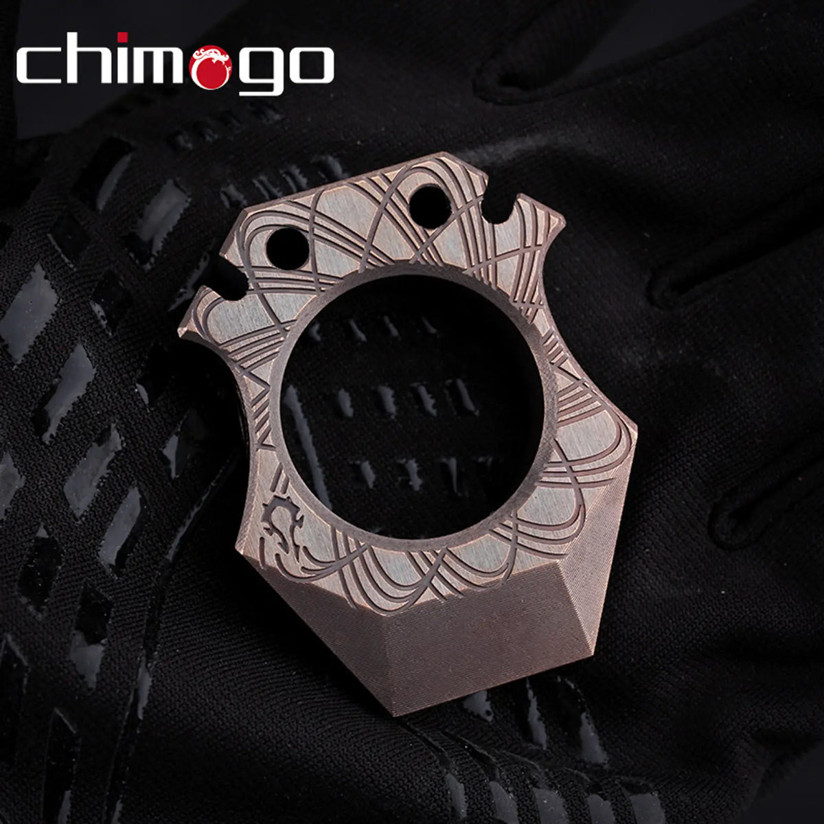 Chimago Ghost Brass Knuckle Bottle Opener EDC Pocket Carry Tool in Tribal Storm Brushed Brass