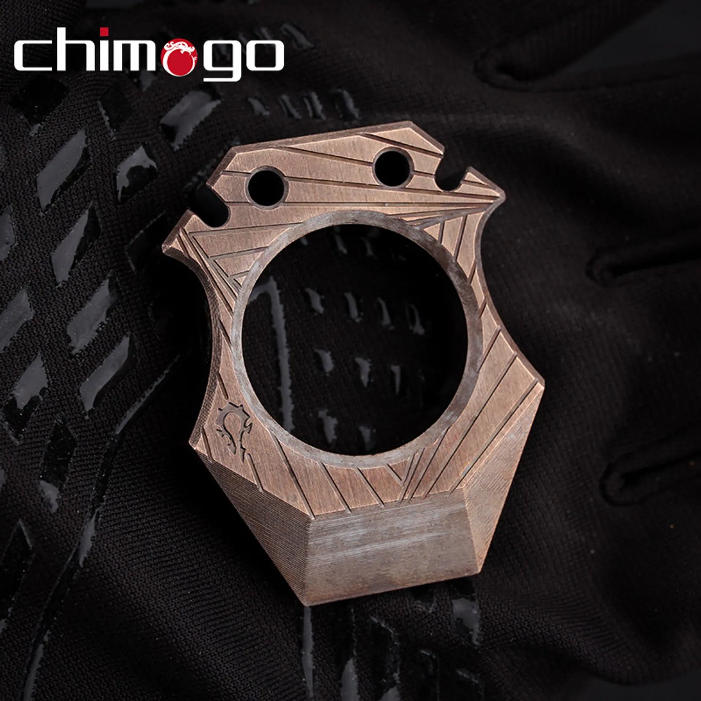 Chimago Ghost Brass Knuckle Bottle Opener EDC Pocket Carry Tool in Tribal Laser Brushed Brass