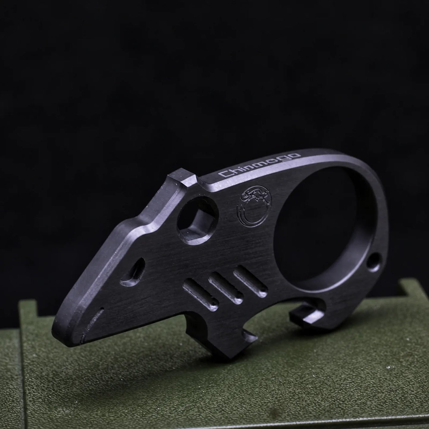 Chimago Mouse Zirconium Brass Knuckle Bottle Opener EDC Tool in Black Zirconium
