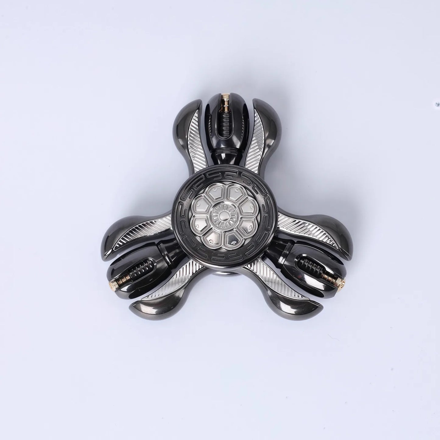 Metal Fidget Spinner Chimago Prayer Wheel Open Wing for EDC Desk Play in Black Zirconium