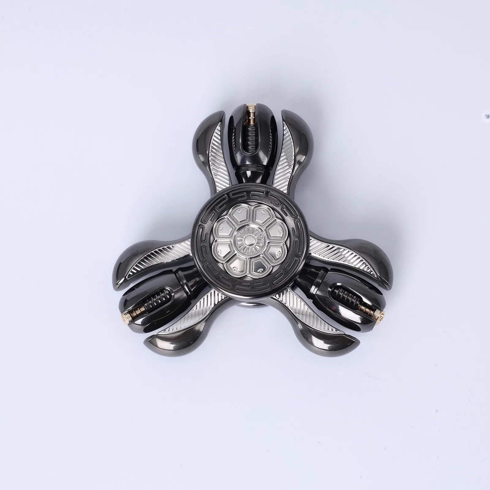 Metal Fidget Spinner Chimago Prayer Wheel Open Wing for EDC Desk Play in Black Zirconium