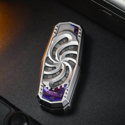 Chimago Sacred Monument aged steel slider with titanium plate and Zhi Zhi action