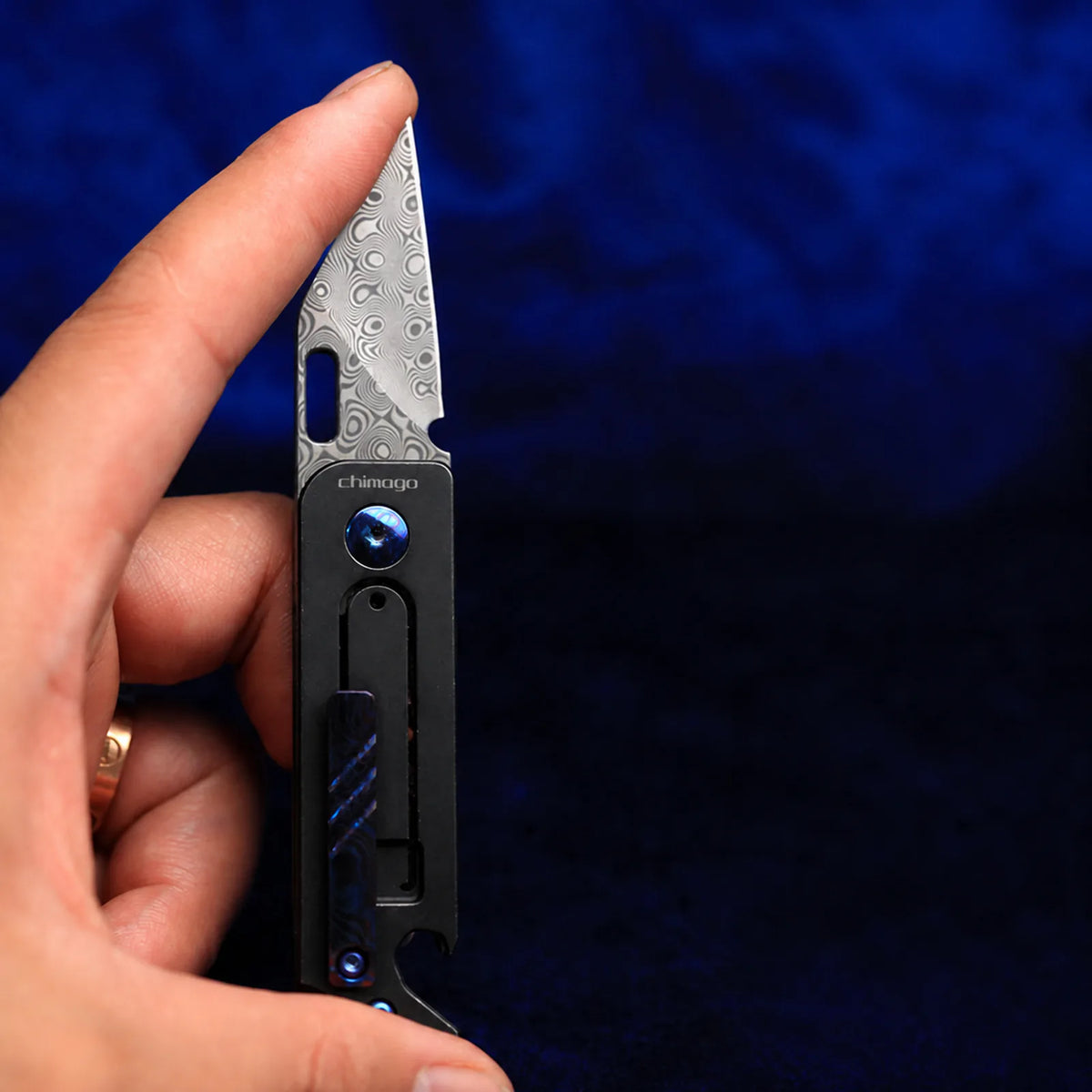 Chimago Yulong Folding Pocket Knife Damascus Blade EDC Carry Tool product view 2