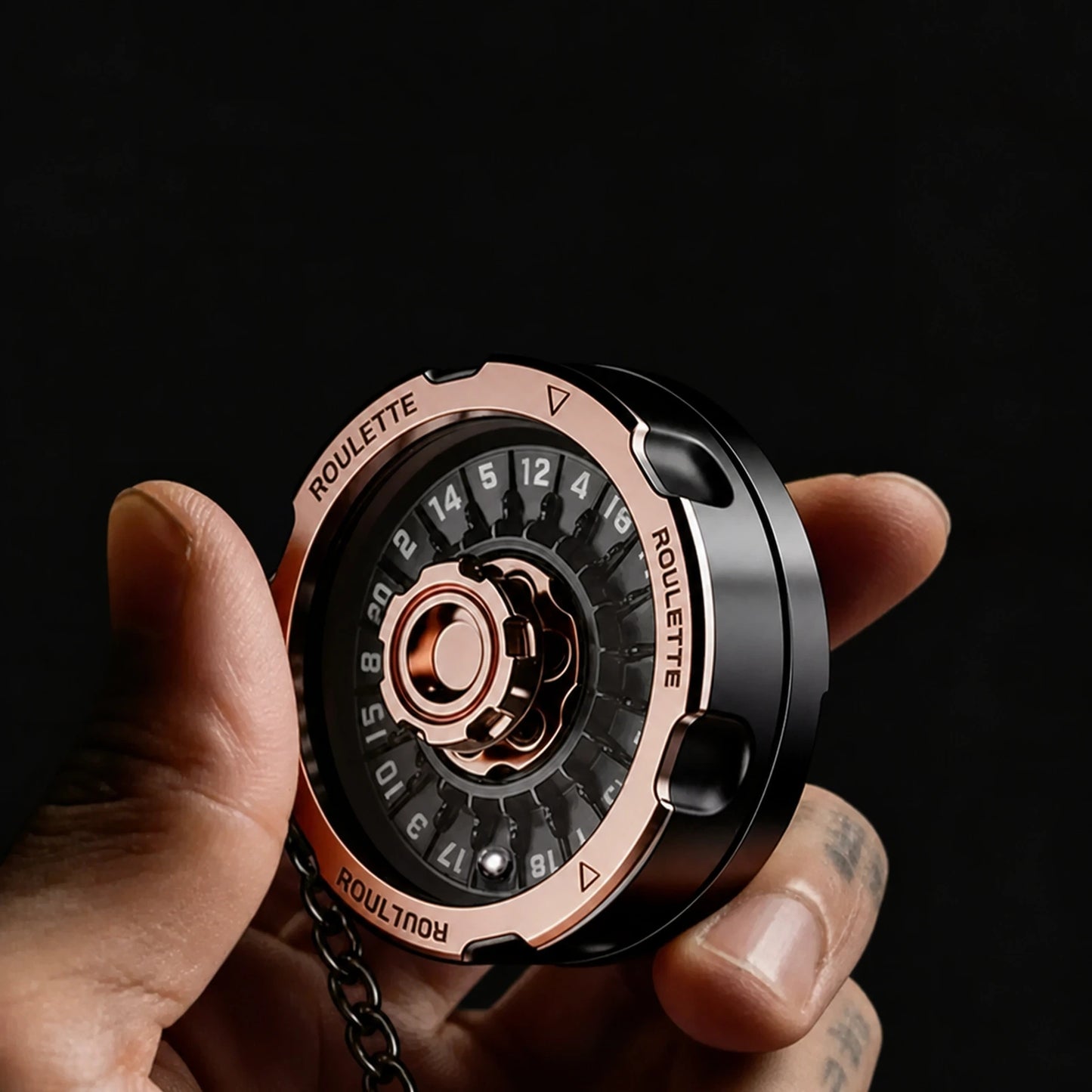 D20 roulette spinner bearing and steel ball mechanism detail