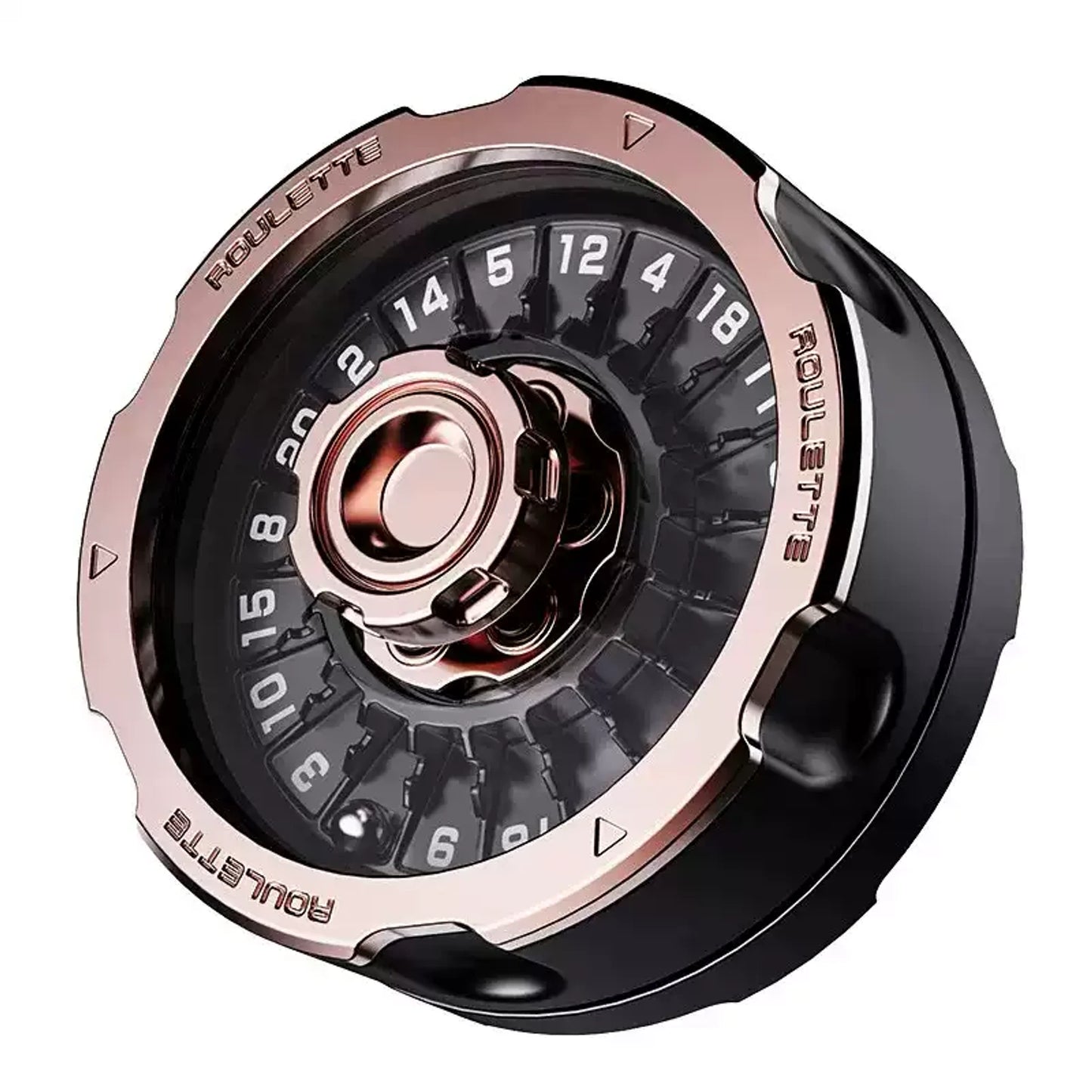 Black and gold D20 decision roulette spinner variant