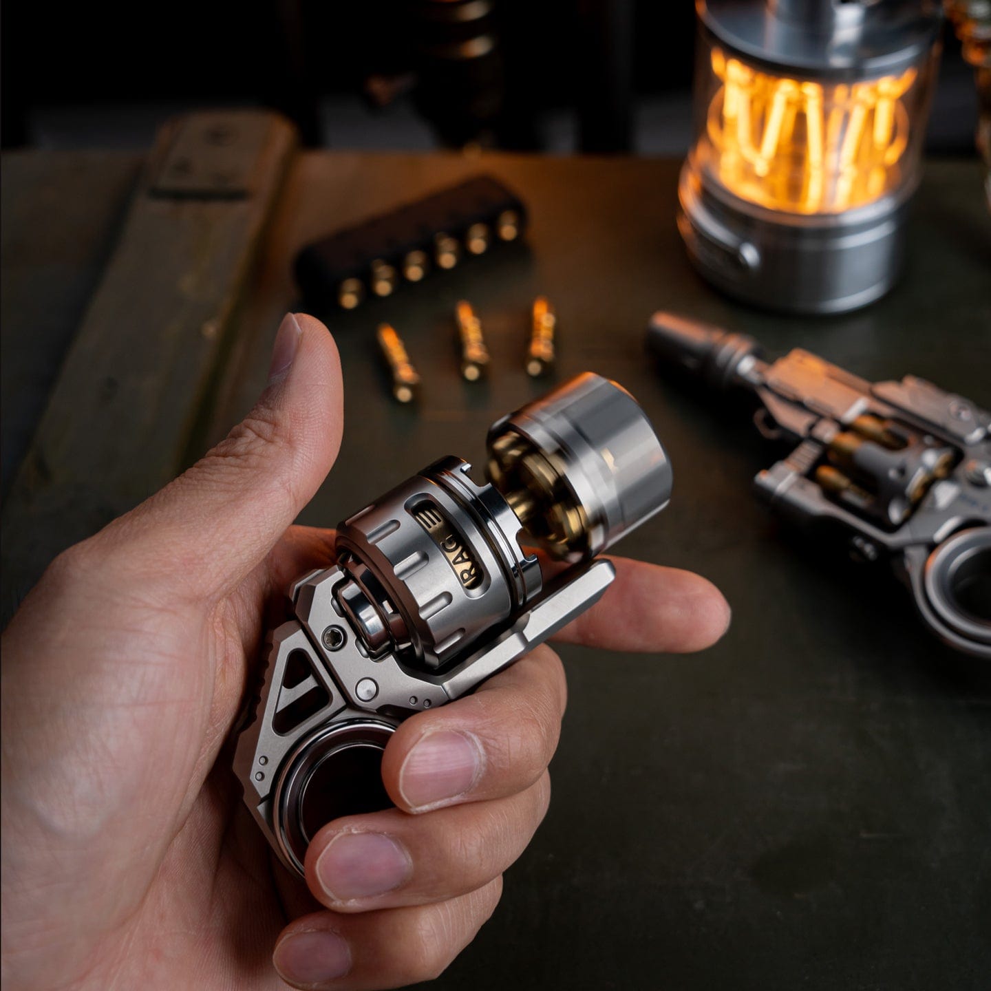Tactile Slider – DJG Destroyer | Titanium Brass Zirconium EDC Push Slider