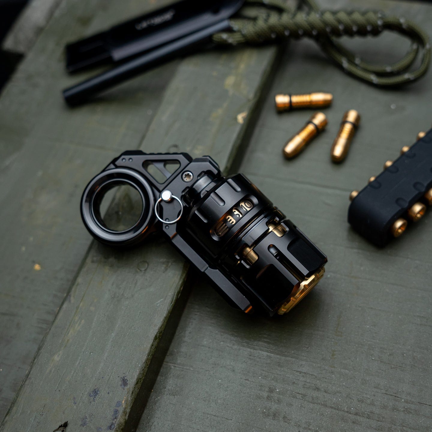 Tactile Slider – DJG Destroyer | Titanium Brass Zirconium EDC Push Slider