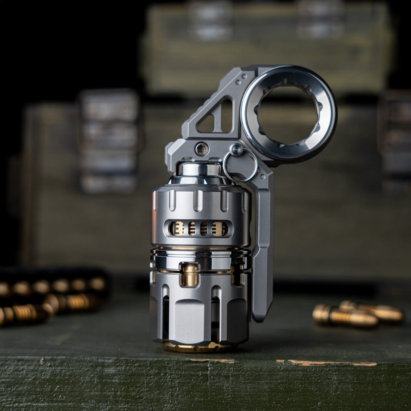 Tactile Slider – DJG Destroyer | Titanium Brass Zirconium EDC Push Slider