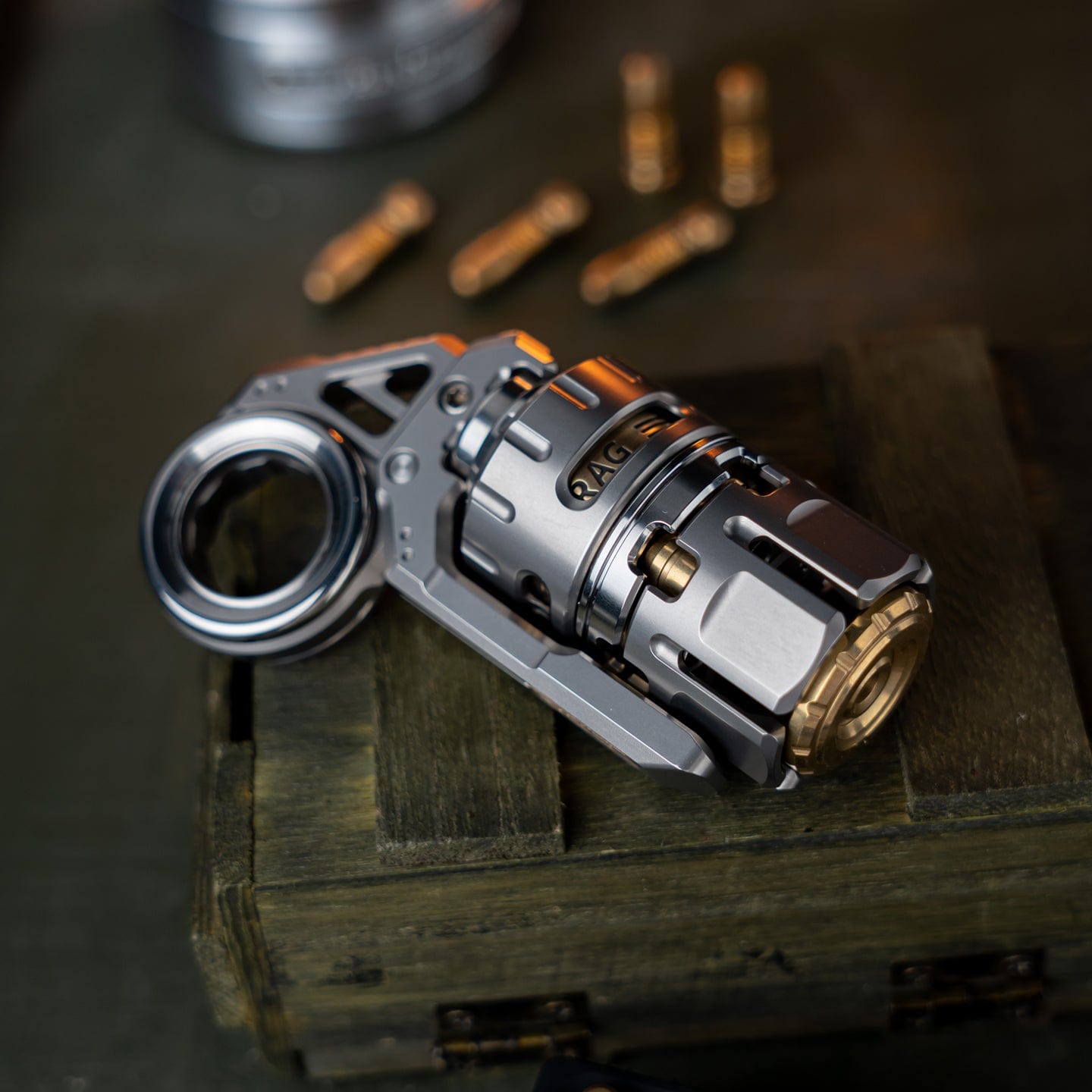 Tactile Slider – DJG Destroyer | Titanium Brass Zirconium EDC Push Slider