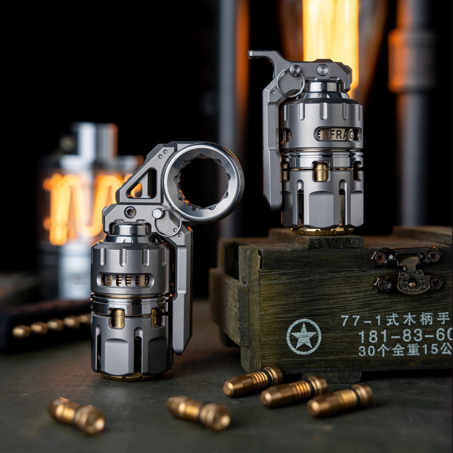 Tactile Slider – DJG Destroyer | Titanium Brass Zirconium EDC Push Slider