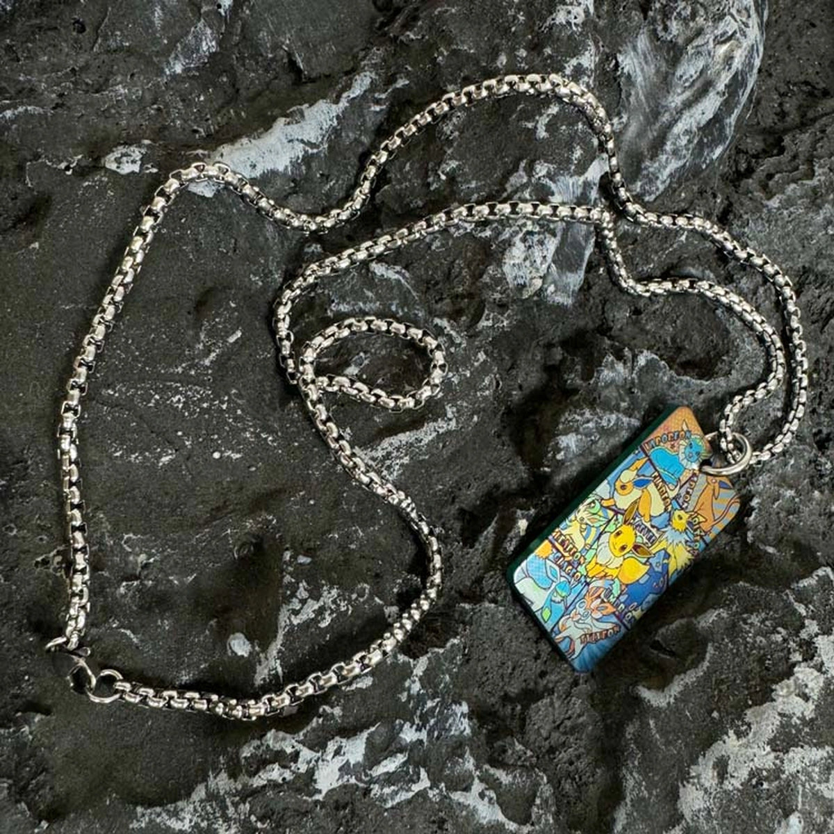 Pokemon Artwork Titanium Dog Tag: illustrated dog tag and separate chain display (gallery view 01).