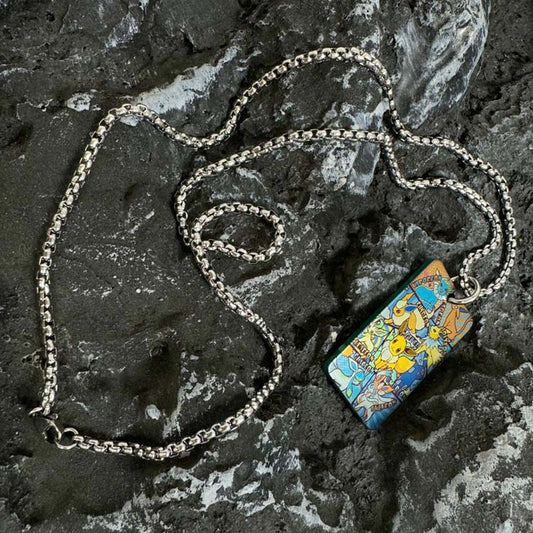 Pokemon Artwork Titanium Dog Tag: illustrated dog tag and separate chain display (gallery view 01).